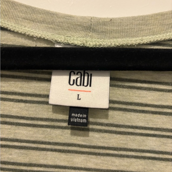 CAbi Olive Stripe Game Tee 4375 Size Large VGUC long sleeve - Picture 4 of 5